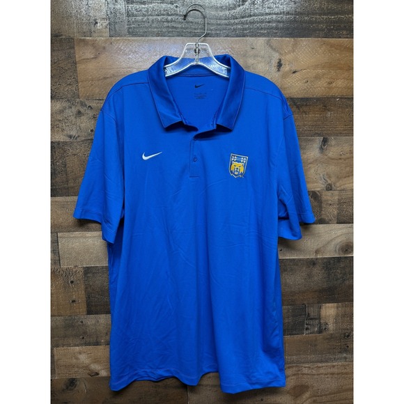 Nike Royal Blue Polo Shirt Mens XL Tiger Emblem Golf Casual Short Sleeve